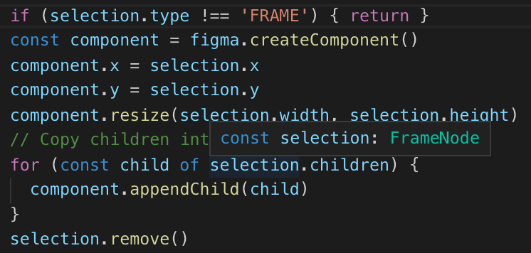 Node type on hover